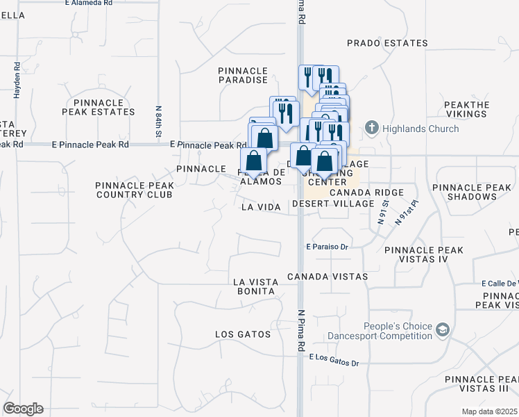 map of restaurants, bars, coffee shops, grocery stores, and more near 23026 North 87th Street in Scottsdale