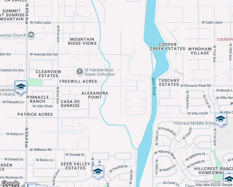 map of restaurants, bars, coffee shops, grocery stores, and more near 7708 West Pinnacle Peak Road in Peoria