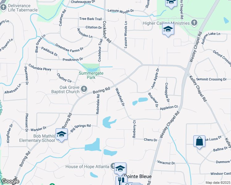 map of restaurants, bars, coffee shops, grocery stores, and more near 3802 Birchbriar Court in Decatur