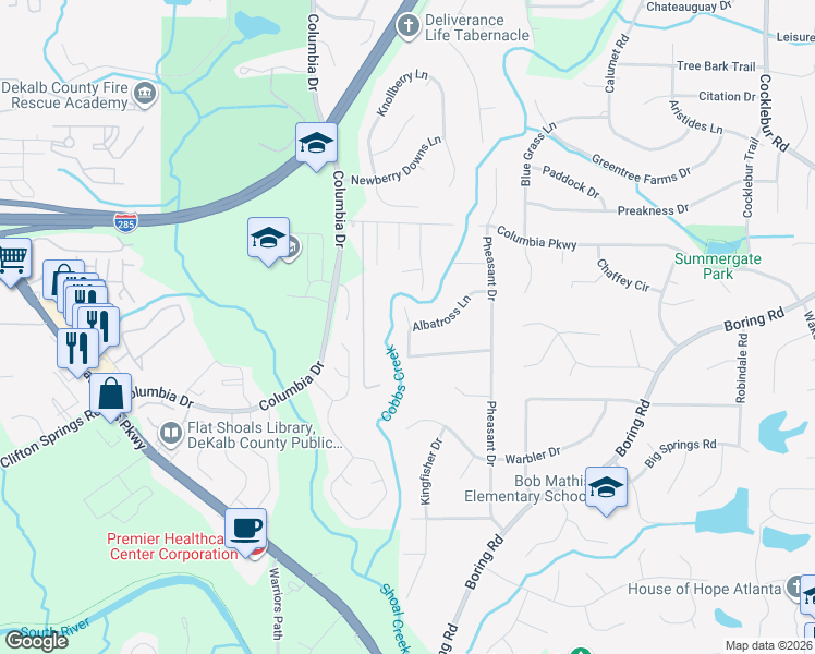 map of restaurants, bars, coffee shops, grocery stores, and more near in Decatur