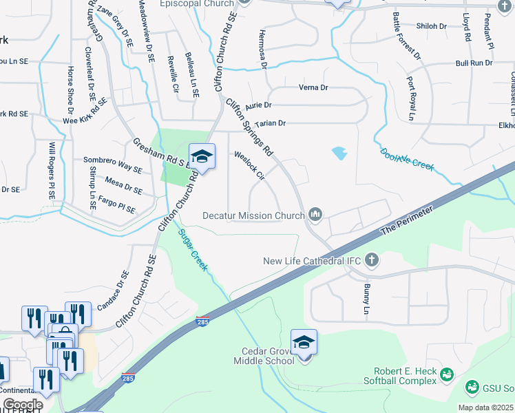 map of restaurants, bars, coffee shops, grocery stores, and more near 3082 Corbin Avenue in Decatur