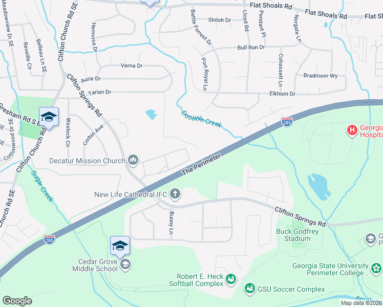 map of restaurants, bars, coffee shops, grocery stores, and more near 2420 Aylesbury Loop in Decatur
