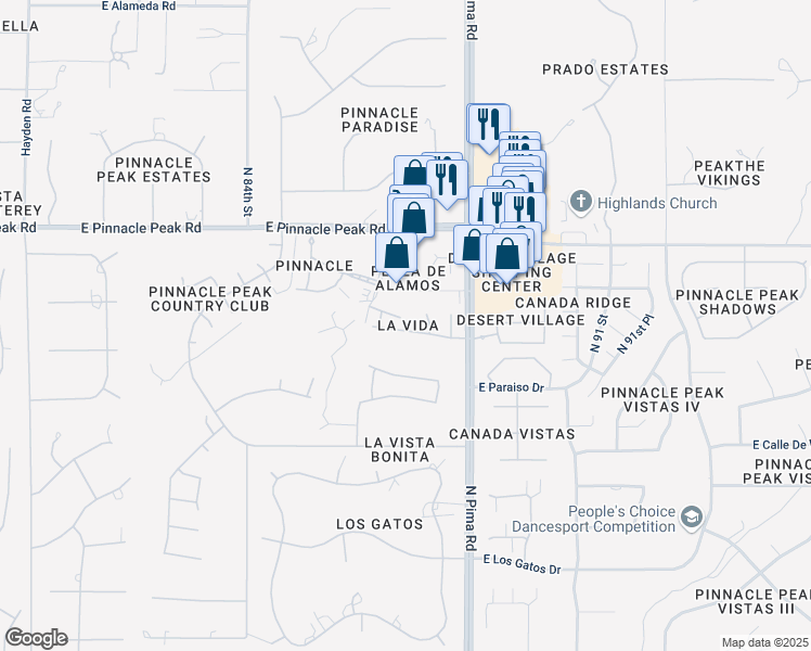 map of restaurants, bars, coffee shops, grocery stores, and more near 23026 North 87th Street in Scottsdale