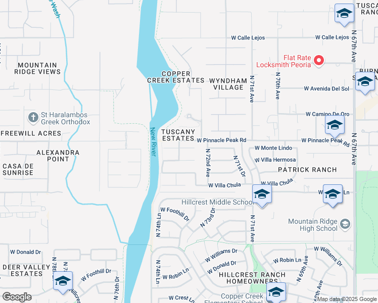 map of restaurants, bars, coffee shops, grocery stores, and more near 7310 West Monte Lindo in Glendale