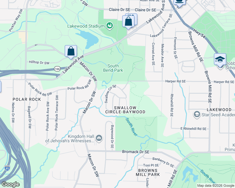map of restaurants, bars, coffee shops, grocery stores, and more near 60 Finch Drive Southeast in Atlanta
