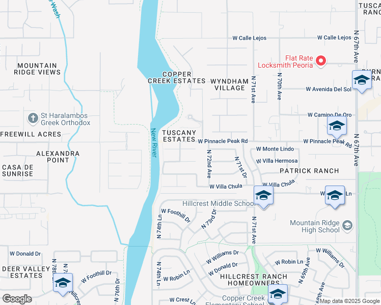 map of restaurants, bars, coffee shops, grocery stores, and more near 7310 West Monte Lindo in Glendale
