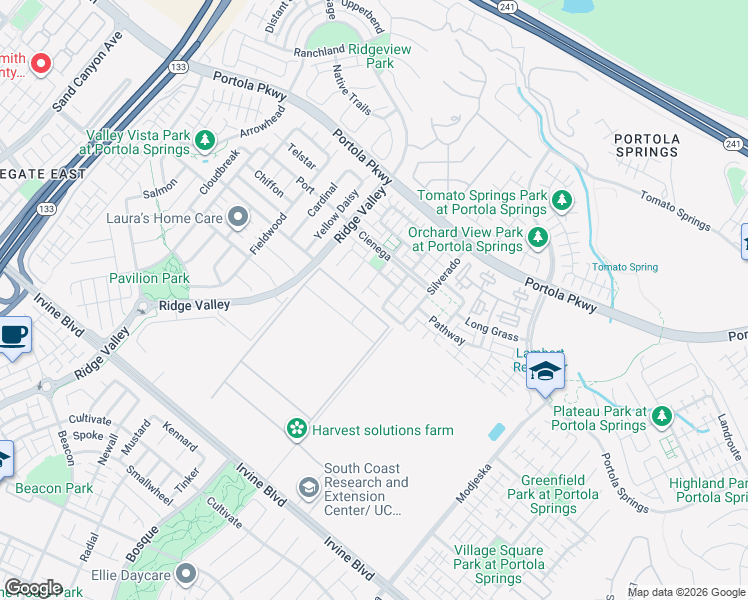 map of restaurants, bars, coffee shops, grocery stores, and more near 23 White Sage in Irvine