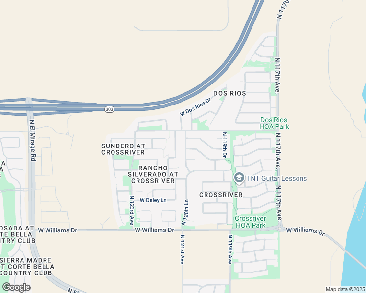 map of restaurants, bars, coffee shops, grocery stores, and more near 23232 North 120th Lane in Sun City