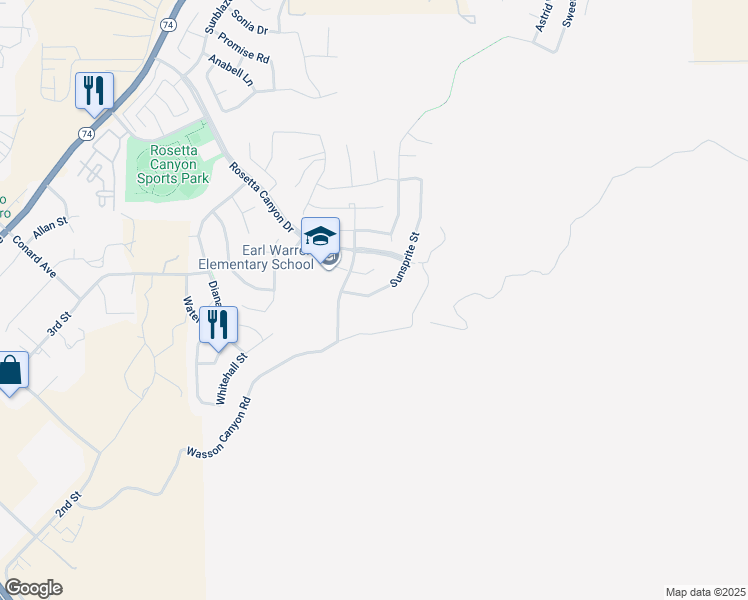 map of restaurants, bars, coffee shops, grocery stores, and more near 41013 Sunsprite Street in Lake Elsinore