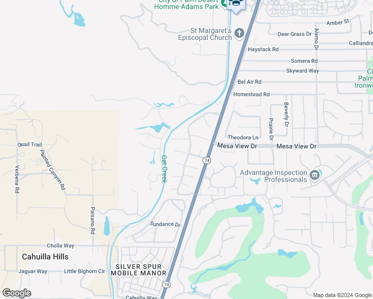 map of restaurants, bars, coffee shops, grocery stores, and more near 72346 Sommerset Drive in Palm Desert