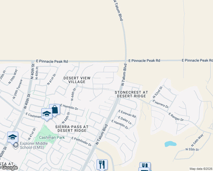 map of restaurants, bars, coffee shops, grocery stores, and more near 4243 East Vista Bonita Drive in Phoenix