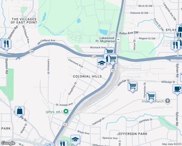 map of restaurants, bars, coffee shops, grocery stores, and more near 1370 Clermont Avenue in Atlanta