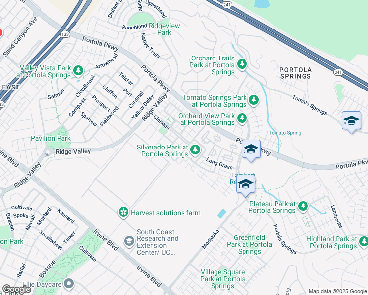 map of restaurants, bars, coffee shops, grocery stores, and more near 61 Silverado in Irvine