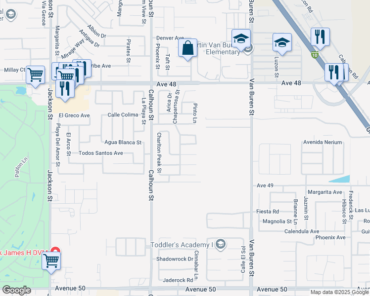 map of restaurants, bars, coffee shops, grocery stores, and more near 83637 Granite Pass Tr in Coachella
