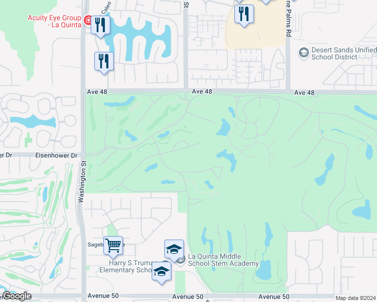 map of restaurants, bars, coffee shops, grocery stores, and more near 78995 Vía Carmel in La Quinta