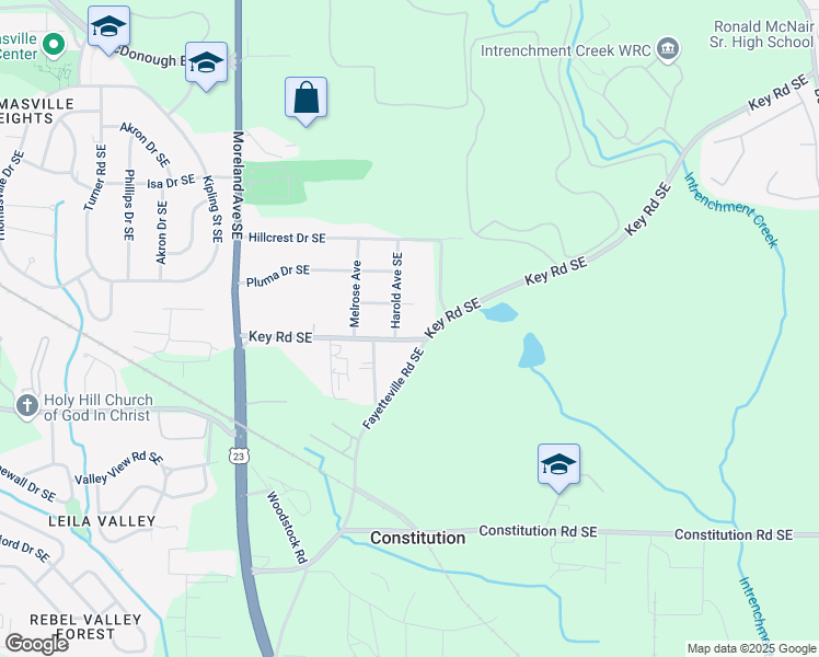 map of restaurants, bars, coffee shops, grocery stores, and more near 3070 Harold Avenue Southeast in Atlanta