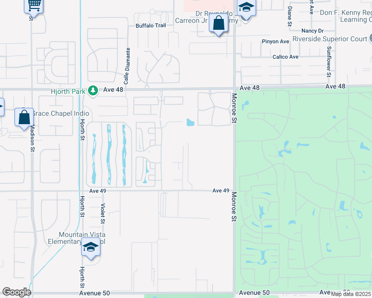 map of restaurants, bars, coffee shops, grocery stores, and more near 48539 Anastacia Court in Indio
