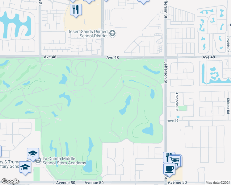 map of restaurants, bars, coffee shops, grocery stores, and more near 48537 Vista Palomino in La Quinta