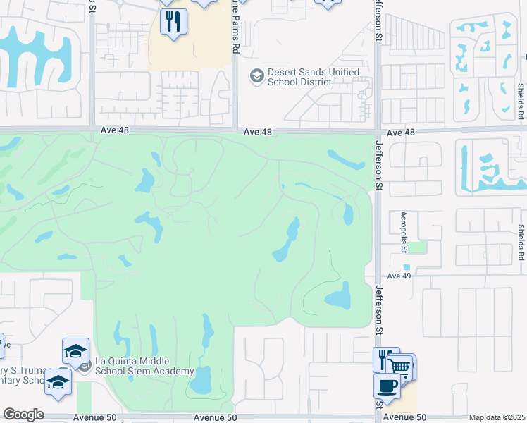 map of restaurants, bars, coffee shops, grocery stores, and more near 48537 Vista Palomino in La Quinta