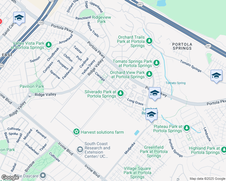 map of restaurants, bars, coffee shops, grocery stores, and more near 61 Silverado in Irvine