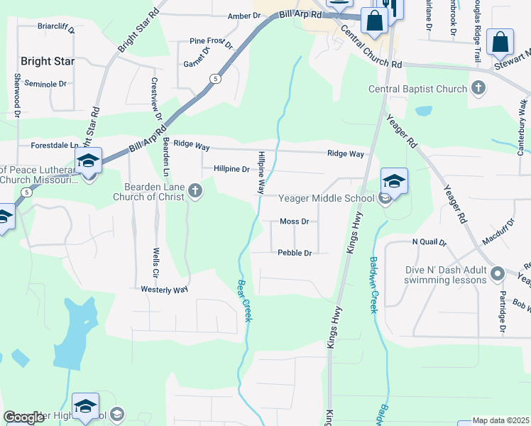 map of restaurants, bars, coffee shops, grocery stores, and more near 6207 Moss Drive in Douglasville