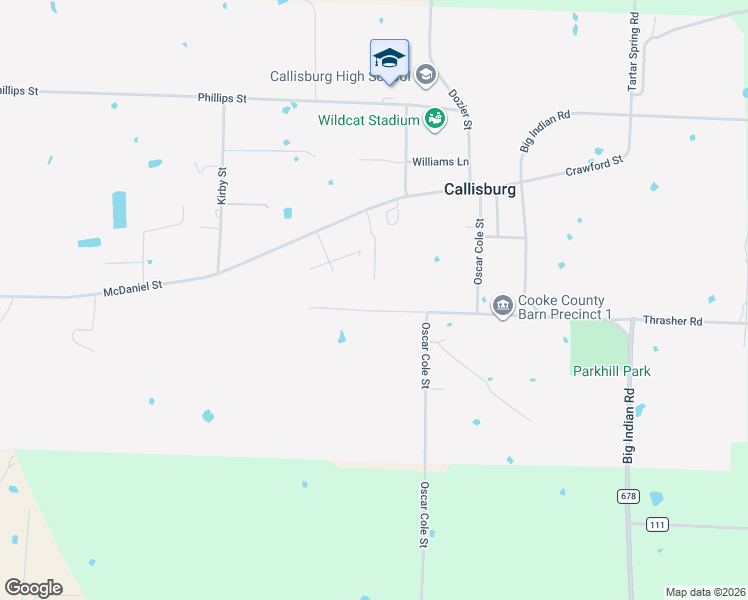 map of restaurants, bars, coffee shops, grocery stores, and more near 394 McDaniel Street in Callisburg
