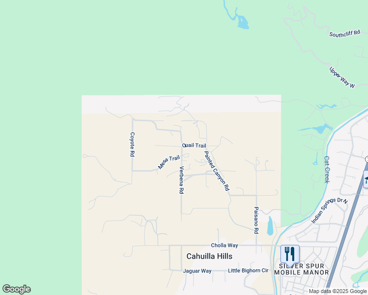 map of restaurants, bars, coffee shops, grocery stores, and more near Verbena Road in Palm Desert