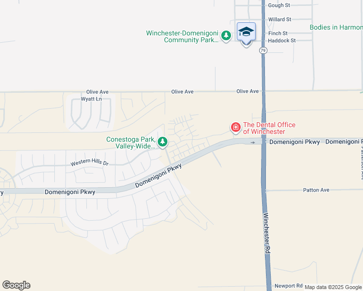 map of restaurants, bars, coffee shops, grocery stores, and more near 37265 Rice Road in Winchester