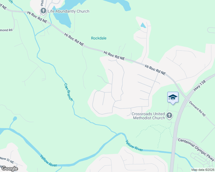 map of restaurants, bars, coffee shops, grocery stores, and more near 2500 Fraggle Roc in Conyers