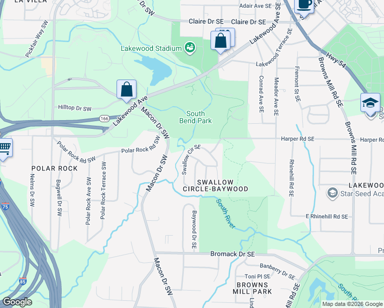 map of restaurants, bars, coffee shops, grocery stores, and more near 42 Finch Drive Southeast in Atlanta