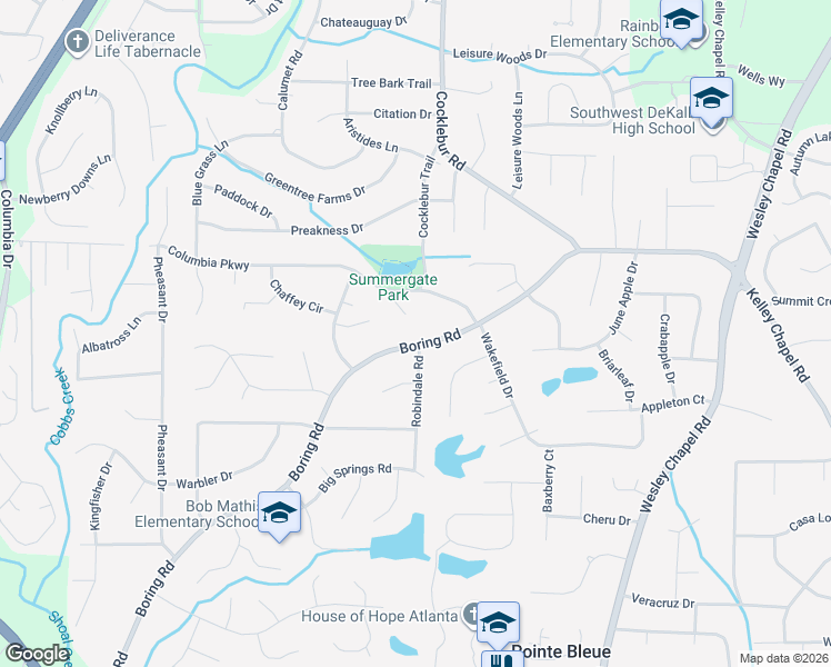 map of restaurants, bars, coffee shops, grocery stores, and more near 3718 Boring Road in Decatur