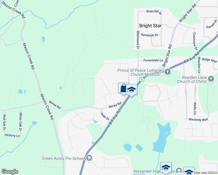 map of restaurants, bars, coffee shops, grocery stores, and more near 6782 Hickory Hollow Drive in Douglasville