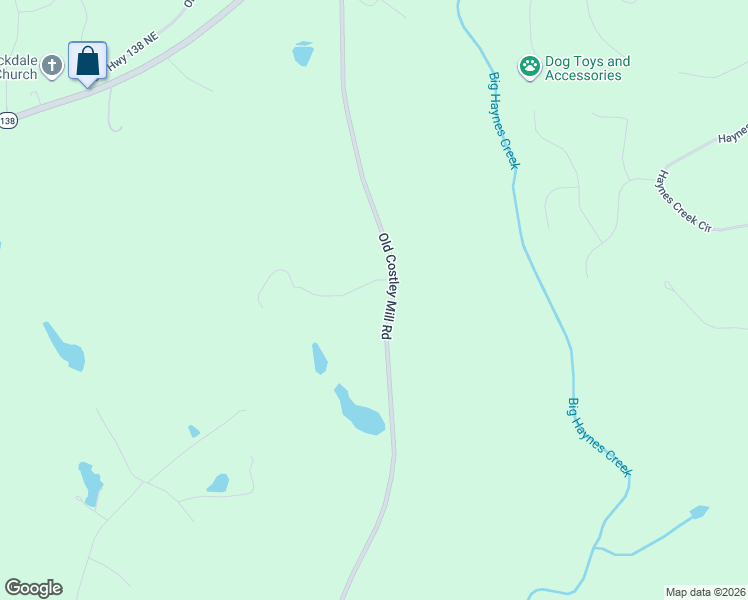 map of restaurants, bars, coffee shops, grocery stores, and more near 2040 Costley Mill Road Northeast in Conyers