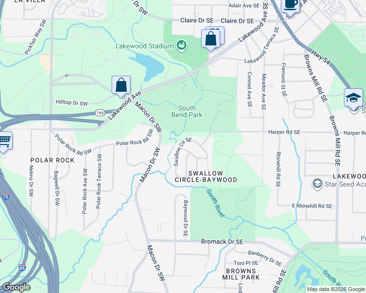 map of restaurants, bars, coffee shops, grocery stores, and more near 42 Finch Drive Southeast in Atlanta
