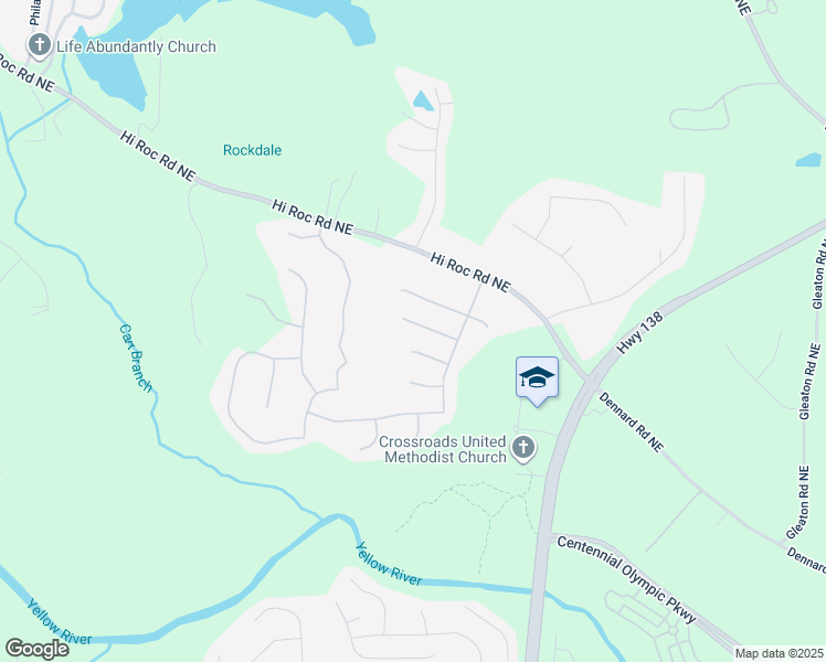 map of restaurants, bars, coffee shops, grocery stores, and more near 2424 Green Hollow Court in Conyers