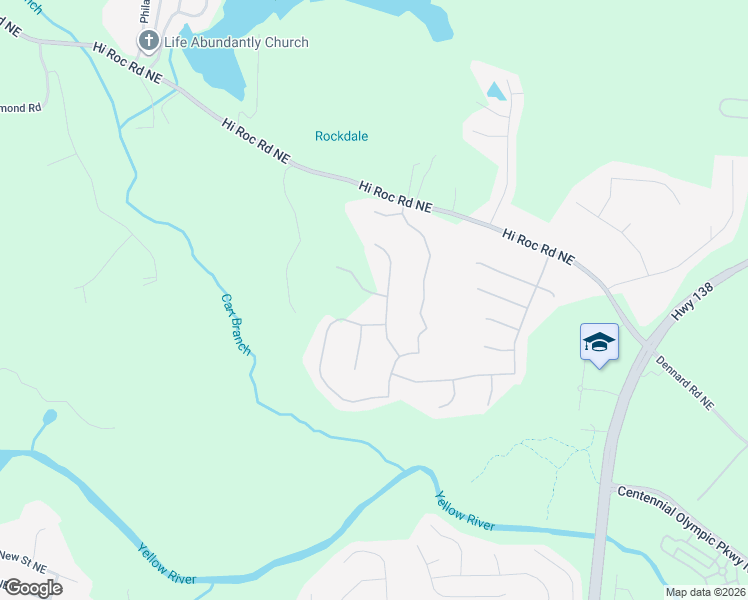 map of restaurants, bars, coffee shops, grocery stores, and more near 2500 Fraggle Roc in Conyers