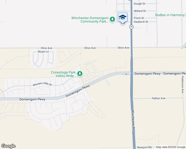 map of restaurants, bars, coffee shops, grocery stores, and more near 29340 Oceanside Drive in Winchester
