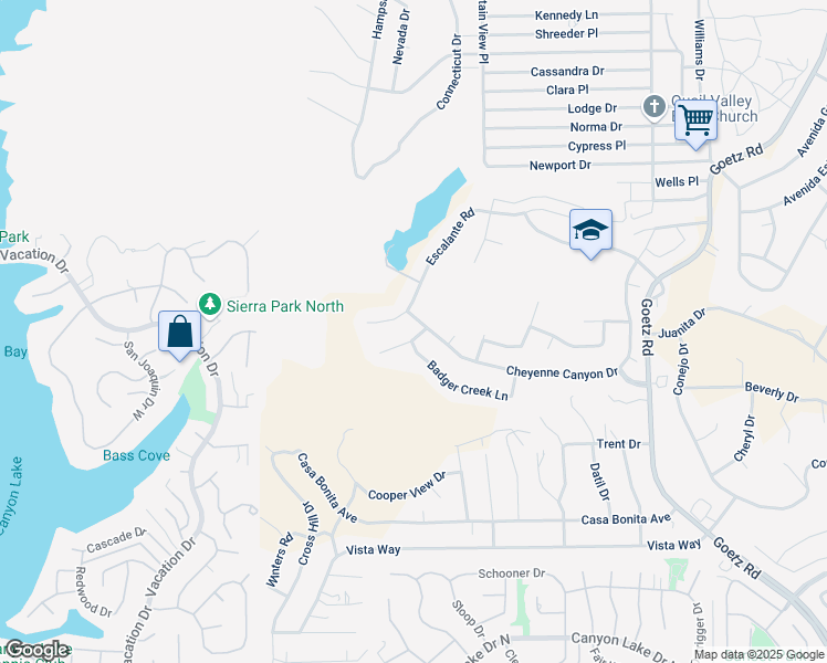 map of restaurants, bars, coffee shops, grocery stores, and more near 29317 Wildcat Canyon Road in Canyon Lake