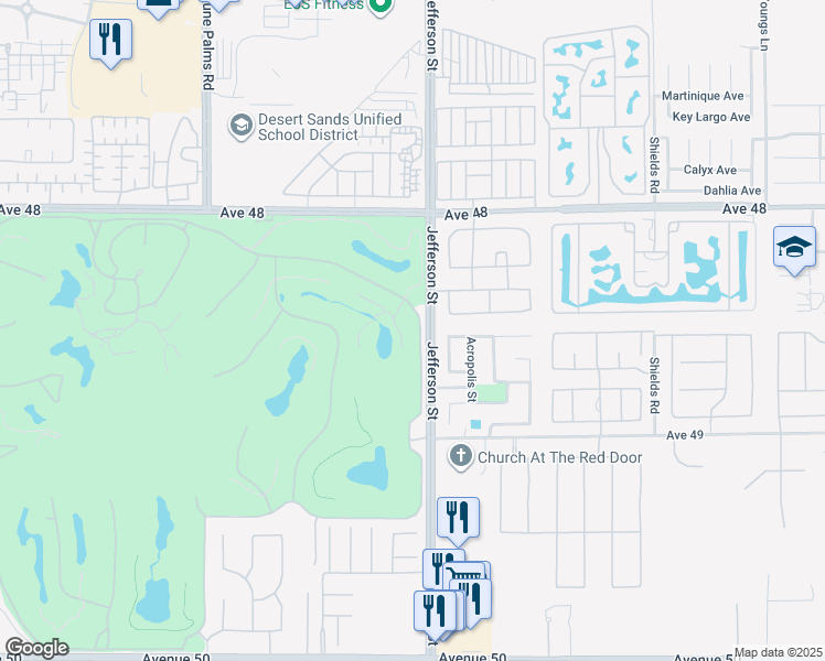 map of restaurants, bars, coffee shops, grocery stores, and more near 79959 Rancho La Quinta Drive in La Quinta