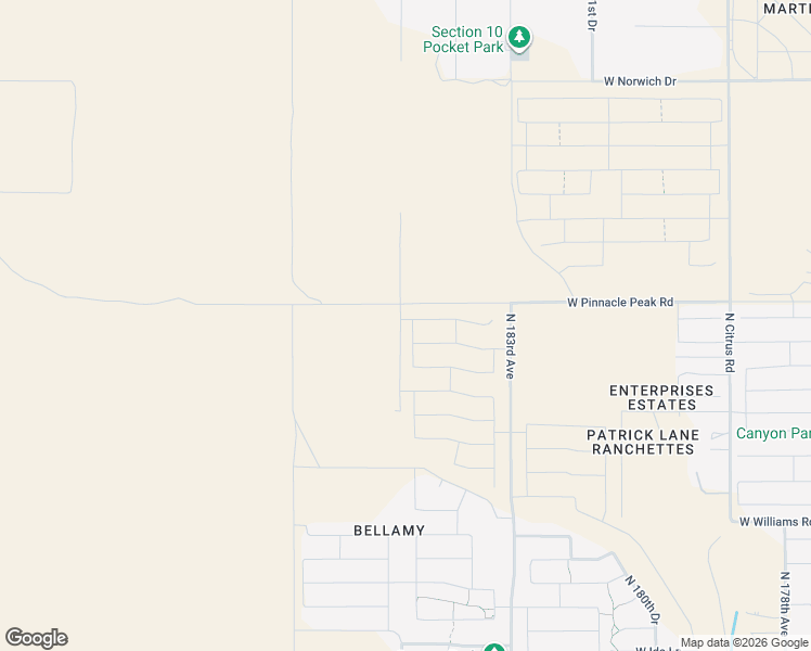 map of restaurants, bars, coffee shops, grocery stores, and more near 18525 West Pinnacle Peak Road in Surprise