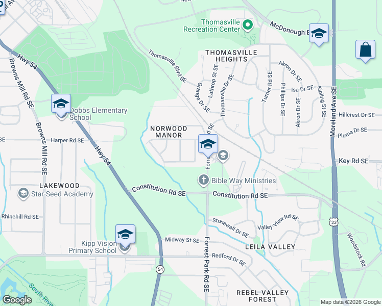 map of restaurants, bars, coffee shops, grocery stores, and more near 2129 Rachael Street Southeast in Atlanta