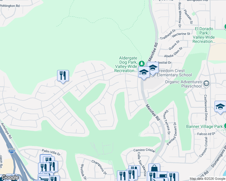 map of restaurants, bars, coffee shops, grocery stores, and more near 29339 Winding Brook Drive in Menifee