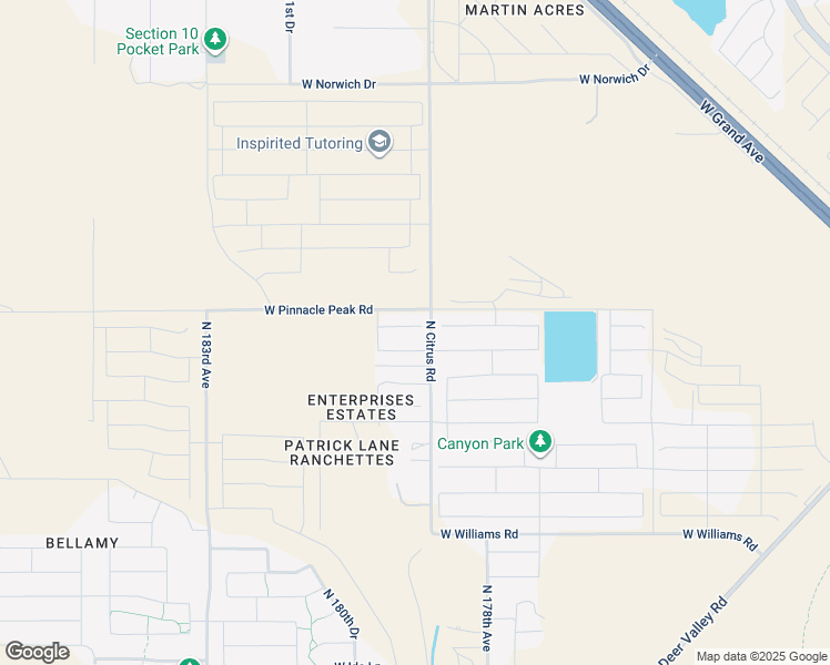 map of restaurants, bars, coffee shops, grocery stores, and more near 17921 West Monte Lindo Lane in Surprise