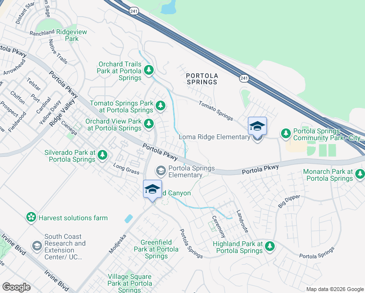 map of restaurants, bars, coffee shops, grocery stores, and more near 119 Desert Bloom in Irvine