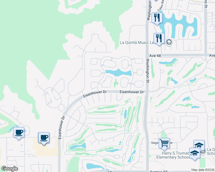 map of restaurants, bars, coffee shops, grocery stores, and more near in La Quinta