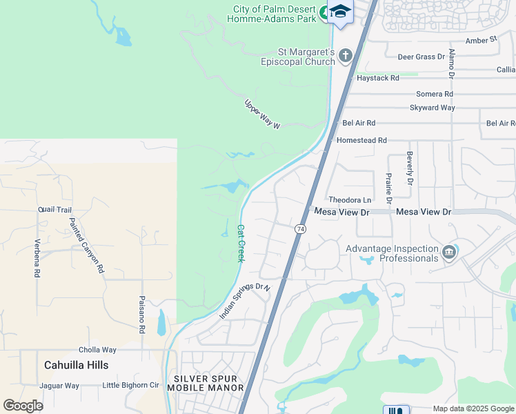 map of restaurants, bars, coffee shops, grocery stores, and more near 72311 Canyon Lane in Palm Desert