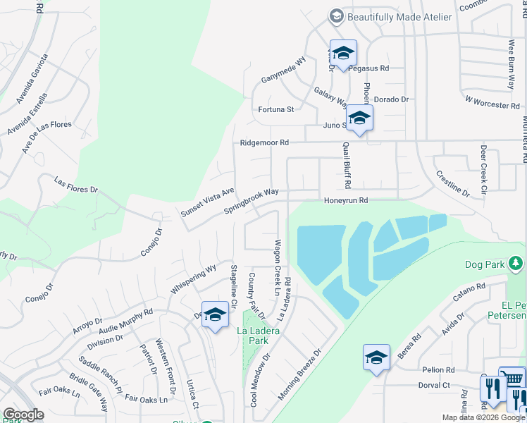 map of restaurants, bars, coffee shops, grocery stores, and more near 25076 Wooden Gate Drive in Menifee