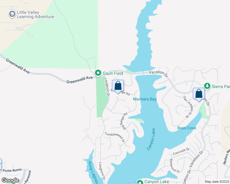 map of restaurants, bars, coffee shops, grocery stores, and more near 29019 Big Range Road in Canyon Lake