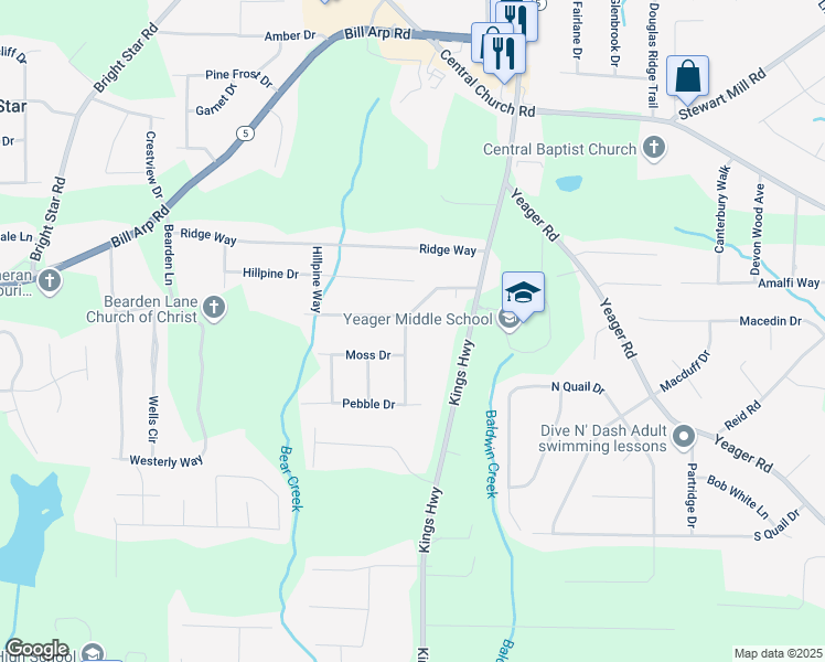 map of restaurants, bars, coffee shops, grocery stores, and more near 3429 Rocky Creek Drive in Douglasville