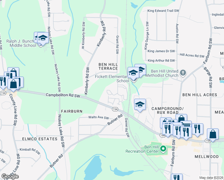 map of restaurants, bars, coffee shops, grocery stores, and more near 4051 Southwood Circle in Atlanta